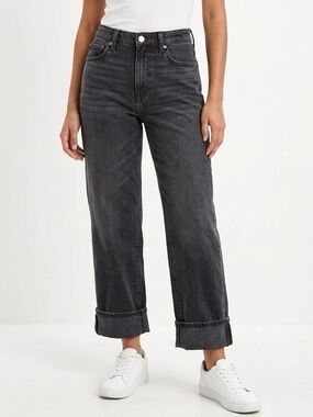 American Eagle AE Dream Stovepipe Black Crop Cuffed Jeans size 10 SHORT